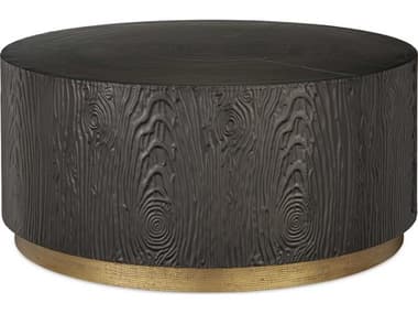 Currey & Company Terra 38" Round Wood Bronze Brass Coffee Table CY30000241
