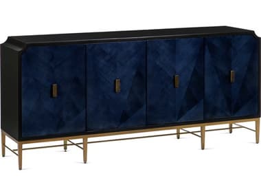 Currey & Company Kallista 80'' Hardwood Dark Sapphire Caviar Black Sideboard CY30000247