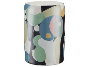 Currey & Company So Nouveau 12" Round Ceramic Multicolor End Table CY30000254