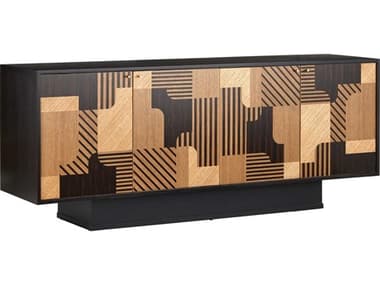 Currey & Company Memphis 78'' Mindi Wood Natural Espresso Polished Brass Credenza Sideboard CY30000277