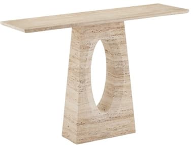 Currey & Company Demi 48" Rectangular Stone Natural Beige Console Table CY30000286