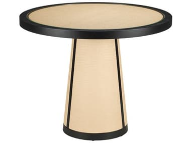 Currey & Company Deanna 38'' Round Wood Ivory Black Foyer Table CY30000302