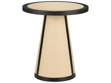 Currey & Company Deanna 22" Round Wood Ivory Black End Table CY30000303