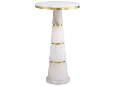 Currey & Company Eleanora Round Stone Natural Brass End Table CY30000320