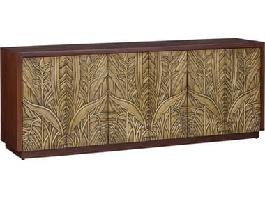 Currey & Company Jardin 84" Walnut Anqtiue Brass Sideboard CY30000324