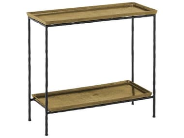 Currey & Company Boyles Rectangular Metal Antique Brass Black End Table CY40000060