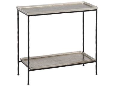 Currey & Company Boyles Rectangular Metal Antique Silver Black End Table CY40000061