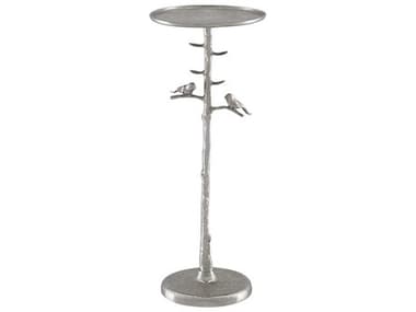 Currey & Company Piaf Round Metal Polished Nickel End Table CY40000064