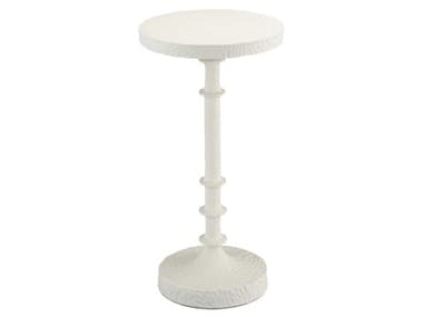 Currey & Company Gallo Round Metal Gesso White End Table CY40000103