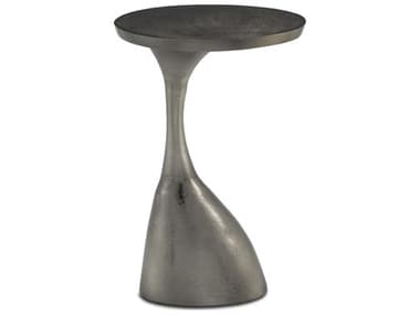 Currey & Company Ishaan Oval Metal Black Nickel End Table CY40000104