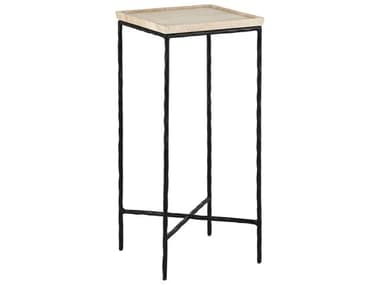 Currey & Company Boyles 12" Square Stone Natural Black End Table CY40000135