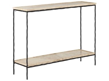Currey & Company Boyles 42" Rectangular Stone Natural Black Console Table CY40000137