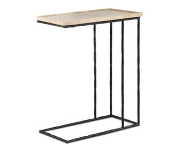 Currey & Company Boyles 20" Rectangular Stone Natural Black End Table CY40000139