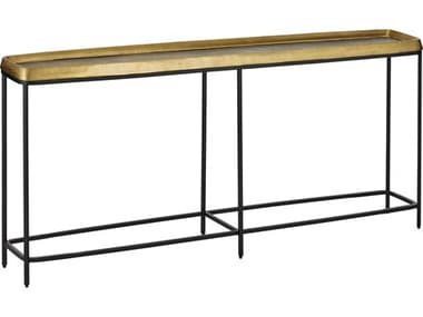 Currey & Company Tanay 75" Rectangular Metal Antique Brass Graphite Black Console Table CY40000150