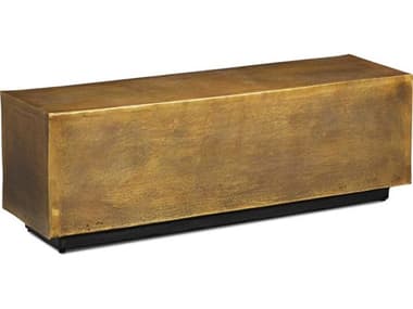Currey & Company Jahnu 48" Antique Brass Gold Accent Bench CY40000153
