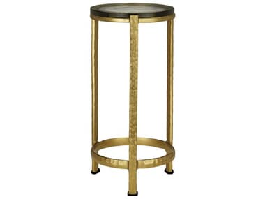 Currey & Company Acea 12" Round Glass Gold Clear End Table CY40000154