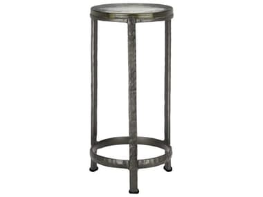 Currey & Company Acea 12" Round Glass Graphite Clear End Table CY40000155