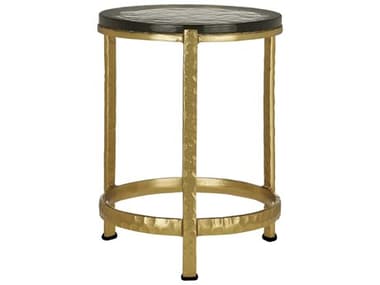 Currey & Company Acea 15" Round Glass Gold Clear End Table CY40000156