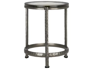 Currey & Company Acea 15" Round Glass Graphite Clear End Table CY40000157