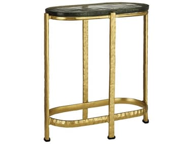 Currey & Company Acea 10" Oval Glass Gold Clear End Table CY40000158