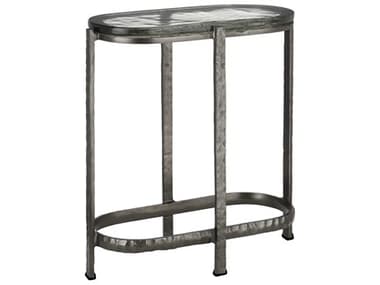 Currey & Company Acea 10" Oval Glass Graphite Clear End Table CY40000159