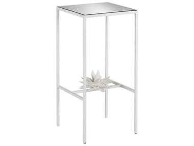 Currey & Company Sisalana 12" Square Glass Yeso Blanco Mirror End Table CY40000166