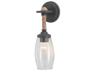 Currey & Company Hightider French Black Natural Brown Glass Wall Sconce CY50000049