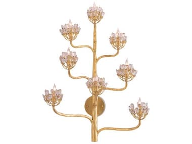 Currey & Company Agave Americana Dark Contemporary Gold Leaf Crystal Wall Sconce CY50000058