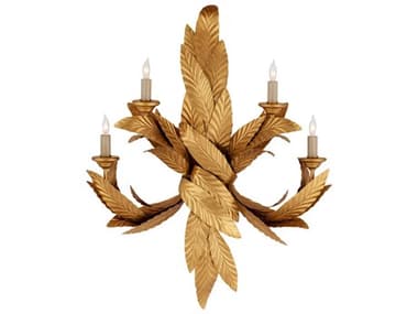 Currey & Company Apollo 4-Light Contemporary Gold Leaf Wall Sconce CY50000132