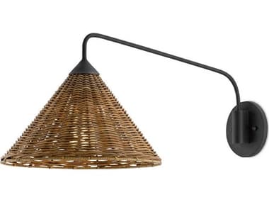Currey & Company Basket 1-Light Blacksmith Natural Brown Swing Wall Sconce CY50000139