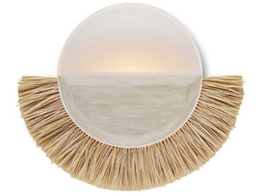 Currey & Company Seychelles 1-Light Sugar White Sandstone Natural Raffia Off Wall Sconce CY50000204