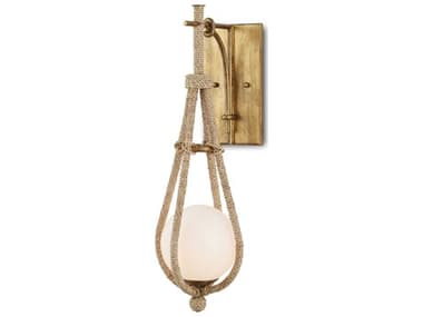 Currey &amp; Company Passageway 23&quot; Tall 1-Light Natural Rope dorado Gold frosted Brown Wall Sconce CY50000211