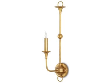 Currey & Company Nottaway 24" Tall 1-Light Contemporary Gold Leaf Wall Sconce CY50000213