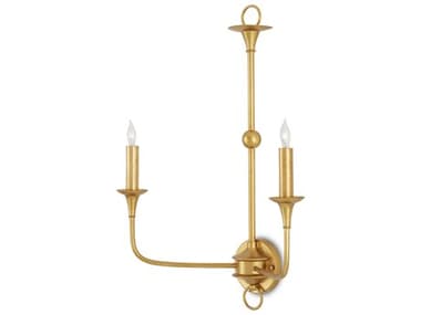Currey & Company Nottaway 24" Tall 2-Light Contemporary Gold Leaf Wall Sconce CY50000214