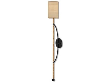 Currey & Company Capriole 1-Light Natural Satin Black Brown Wall Sconce CY50000229