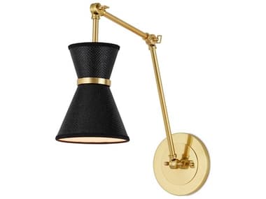 Currey & Company Avignon 20" Tall 1-Light Polished Brass Black Swing Wall Sconce CY50000237