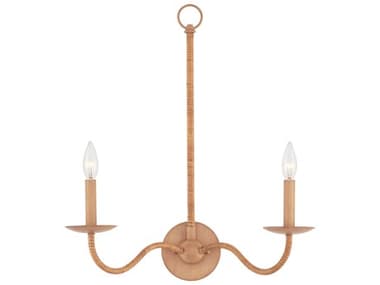 Currey & Company Saxon 2-Light Saddle Tan Natural Brown Wall Sconce CY50000266