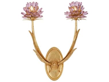 Currey & Company Marilee 2-Light Pink Dutch Gold Leaf Wall Sconce CY50000278