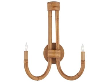 Currey & Company Samsara 2-Light Natural Saddle Tan Wall Sconce CY50000280