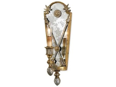 Currey & Company Napoli 1-Light Gold Leaf majestic Silver Wall Sconce CY5028