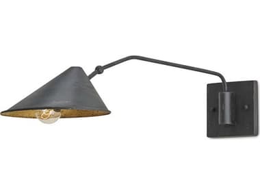 Currey & Company Serpa 1-Light French Black gold Leaf Wall Sconce CY5177
