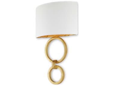 Currey & Company Bolebrook 26" Tall 1-Light Gesso White Contemporary Gold Leaf Wall Sconce CY59000048
