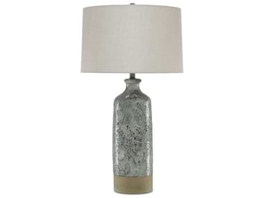 Currey & Company Stargazer Glass Celadon Crackle Gray Almond Linen Buffet Lamp CY60000208