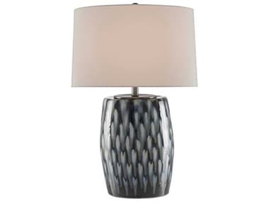 Currey & Company Milner Indigo Cloud Gray Birch Silk White Buffet Lamp CY60000456