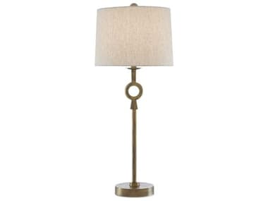 Currey & Company Germaine Antique Brass Natural Flax Buffet Lamp CY60000530