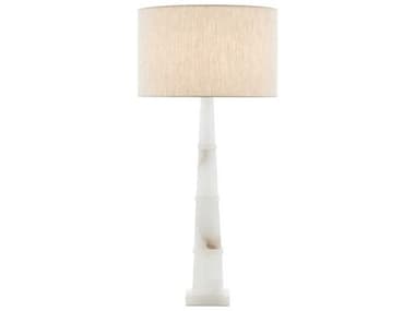 Currey & Company Alabastro Alabaster Polished Nickel White Buffet Lamp CY60000595