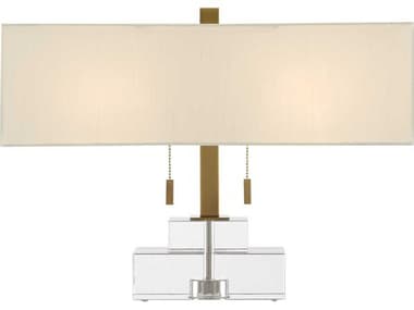 Currey & Company Chiara Crystal Clear Antique Brass Table Lamp CY60000602