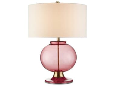 Currey & Company Jocasta Clear Red Brass Glass Buffet Lamp CY60000717