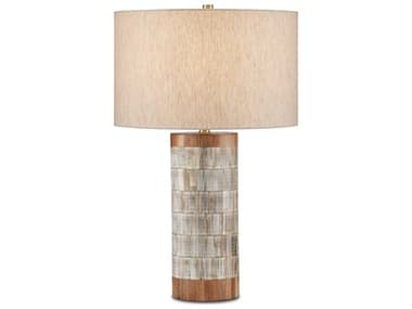 Currey & Company Hyson 1-Light Natural Brass Linen Brown Table Lamp CY60000823