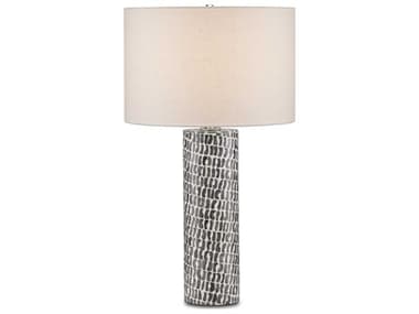 Currey & Company Charcoal 1-Light Gray white polished Nickel Table Lamp CY60000826